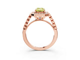 Rose gold Fancy Yellow Emerald  Halo Milgrain Solitaire with Bezel Set Side Stones and Pave Band_35