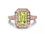 Rose gold Fancy Yellow Emerald  Halo Pavé Diamond Engagement Ring with Bezel Setting_35