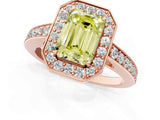 Rose gold Fancy Yellow Emerald  Halo Pavé Diamond Engagement Ring with Bezel Setting_36