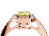 Rose gold Fancy Yellow Emerald  Halo Pavé Diamond Engagement Ring with Bezel Setting_39