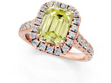 Rose gold Fancy Yellow Emerald  Halo Pavé Diamond Engagement Ring with Four-Prong Setting_27