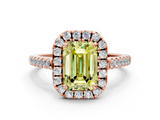Rose gold Fancy Yellow Emerald  Halo Pavé Diamond Engagement Ring with Four-Prong Setting_3