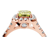 Rose gold Fancy Yellow Emerald  Halo Pavé Diamond Engagement Ring with Four-Prong Setting_30