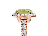 Rose gold Fancy Yellow Emerald  Halo Pavé Diamond Engagement Ring with Four-Prong Setting_31