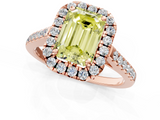 Rose gold Fancy Yellow Emerald  Halo Pavé Diamond Engagement Ring with Four-Prong Setting_4