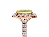 Rose gold Fancy Yellow Emerald  Halo Pavé Diamond Engagement Ring with Four-Prong Setting_8