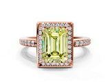 Rose gold Fancy Yellow Emerald  Halo Pave Band Solitaire Ring with Prong Setting_66