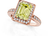 Rose gold Fancy Yellow Emerald  Halo Pave Band Solitaire Ring with Prong Setting_67