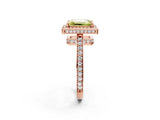 Rose gold Fancy Yellow Emerald  Halo Pave Band Solitaire Ring with Prong Setting_68