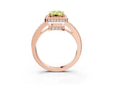 Rose gold Fancy Yellow Emerald  Halo Pave Band Solitaire Ring with Prong Setting_69