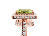 Rose gold Fancy Yellow Emerald  Halo Pave Band Solitaire Ring with Prong Setting_71