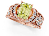 Rose gold Fancy Yellow Emerald  Halo Pave Diamond Engagement Ring with Milgrain Detailing_52