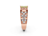 Rose gold Fancy Yellow Emerald  Halo Pave Diamond Engagement Ring with Milgrain Detailing_53