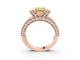 Rose gold Fancy Yellow Emerald  Halo Pave Diamond Engagement Ring with Milgrain Detailing_54