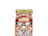 Rose gold Fancy Yellow Emerald  Halo Pave Diamond Engagement Ring with Milgrain Detailing_56