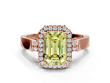 Rose gold Fancy Yellow Emerald  Halo Pave Split Shank Prong Setting Ring_51
