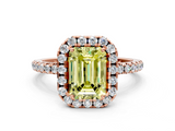 Rose gold Fancy Yellow Emerald  Halo Round Diamond Pavé Band Four-Prong Ring_3
