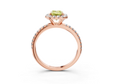Rose gold Fancy Yellow Emerald  Halo Round Diamond Pavé Band Four-Prong Ring_6