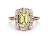 Rose gold Fancy Yellow Emerald  Halo Round Diamond Pave Band with Four-Prong Setting_38
