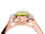 Rose gold Fancy Yellow Emerald  Halo Round Diamond Pave Band with Four-Prong Setting_42