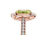 Rose gold Fancy Yellow Emerald  Halo Round Diamond Pave Band with Four-Prong Setting_43