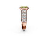Rose gold Fancy Yellow Emerald  Halo Round Diamond Pave Band with Prong Setting 3