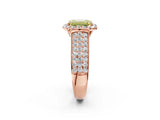 Rose gold Fancy Yellow Emerald  Halo Round Diamond Pave Band with Prong Setting_28