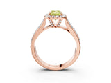 Rose gold Fancy Yellow Emerald  Halo Round Diamond Pave Band with Prong Setting_29