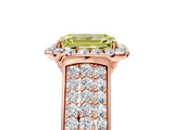 Rose gold Fancy Yellow Emerald  Halo Round Diamond Pave Band with Prong Setting_31