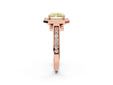 Rose gold Fancy Yellow Emerald  Halo Solitaire Diamond Ring with Pave Band and Bezel Setting_51