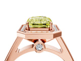 Rose gold Fancy Yellow Emerald  Halo Solitaire Diamond Ring with Pave Band and Bezel Setting_53