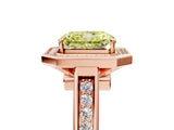 Rose gold Fancy Yellow Emerald  Halo Solitaire Diamond Ring with Pave Band and Bezel Setting_54