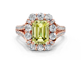 Rose gold Fancy Yellow Emerald  Halo Split Shank Diamond Engagement Ring with Pave Band and Four-Prong Setting_53