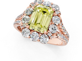 Rose gold Fancy Yellow Emerald  Halo Split Shank Diamond Engagement Ring with Pave Band and Four-Prong Setting_54
