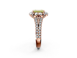 Rose gold Fancy Yellow Emerald  Halo Split Shank Diamond Engagement Ring with Pave Band and Four-Prong Setting_55