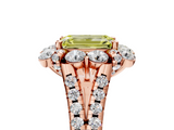 Rose gold Fancy Yellow Emerald  Halo Split Shank Diamond Engagement Ring with Pave Band and Four-Prong Setting_58