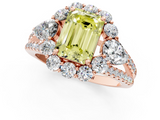 Rose gold Fancy Yellow Emerald  Halo Split Shank Diamond Engagement Ring with Prong Setting_21