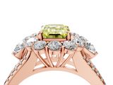 Rose gold Fancy Yellow Emerald  Halo Split Shank Diamond Engagement Ring with Prong Setting_24