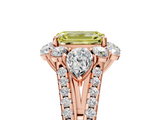 Rose gold Fancy Yellow Emerald  Halo Split Shank Diamond Engagement Ring with Prong Setting_25