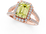 Rose gold Fancy Yellow Emerald  Halo Split Shank Diamond Ring with Four-Prong Setting_33