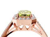Rose gold Fancy Yellow Emerald  Halo Split Shank Diamond Ring with Four-Prong Setting_36