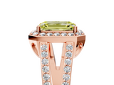 Rose gold Fancy Yellow Emerald  Halo Split Shank Diamond Ring with Four-Prong Setting_37