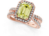 Rose gold Fancy Yellow Emerald  Halo Split Shank Diamond Ring with Pavé Setting_27