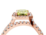 Rose gold Fancy Yellow Emerald  Halo Split Shank Diamond Ring with Pavé Setting_30