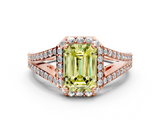 Rose gold Fancy Yellow Emerald  Halo Split Shank Diamond Ring with Prong Setting_20