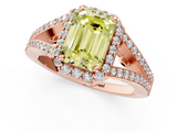 Rose gold Fancy Yellow Emerald  Halo Split Shank Diamond Ring with Prong Setting_21