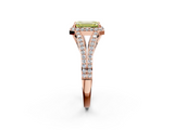 Rose gold Fancy Yellow Emerald  Halo Split Shank Diamond Ring with Prong Setting_22
