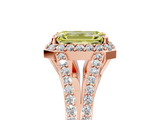 Rose gold Fancy Yellow Emerald  Halo Split Shank Diamond Ring with Prong Setting_25
