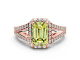 Rose gold Fancy Yellow Emerald  Halo Split Shank Pave Diamond Ring with Four-Prong Setting_48