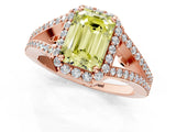 Rose gold Fancy Yellow Emerald  Halo Split Shank Pave Diamond Ring with Four-Prong Setting_49